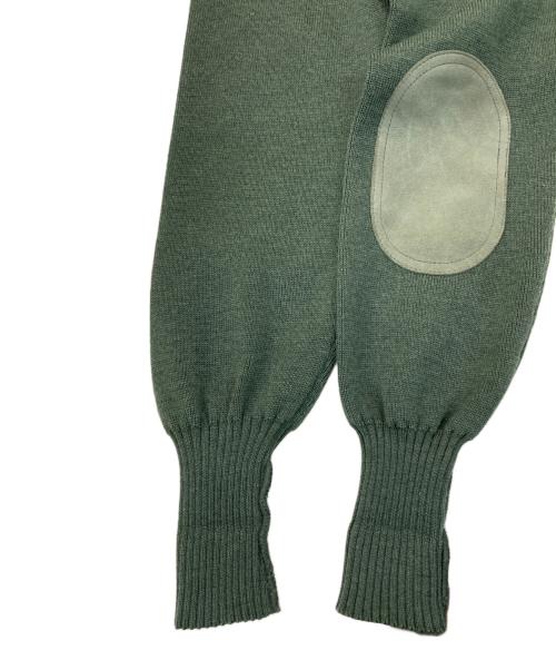 Burberry's（バーバリー）Burberry's (バーバリーズ) レザーパッチニット オリーブ サイズ:Mの古着・服飾アイテム