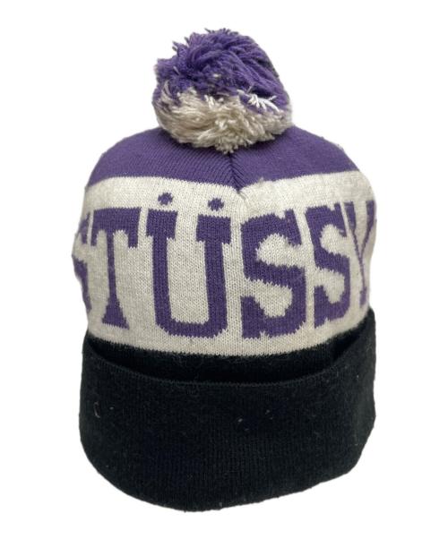 stussy（ステューシー）stussy (ステューシー) ニット帽 ブラック×パープルの古着・服飾アイテム