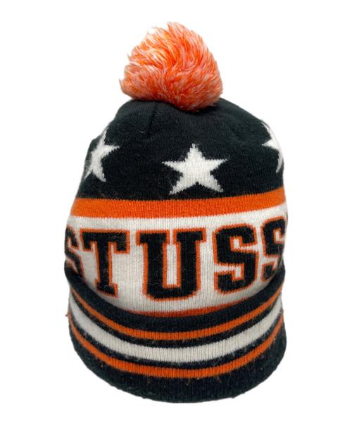 stussy（ステューシー）stussy (ステューシー) ニット帽 ブラック×オレンジの古着・服飾アイテム