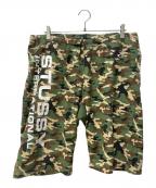 stussy×Champion REVERSE WEAVEステューシー×チャンピオン リバース ウィーブ）の古着「カモ柄ハーフパンツ」｜オリーブ