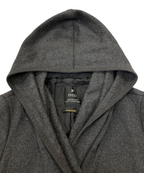 INED（イネド）INED (イネド) カシミヤ100％フーデッドコート グレー サイズ:7の古着・服飾アイテム