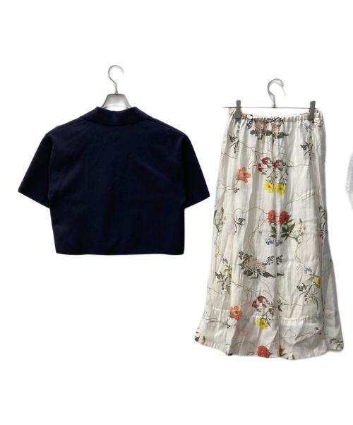 Mila Owen（ミラオーウェン）Mila Owen (ミラオーウェン) 短丈スキッパーポロニット×スカートSET UP ネイビー 未使用品の古着・服飾アイテム