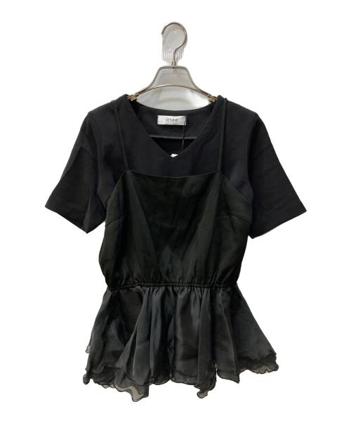 JENNE（ジェンヌ）JENNE (ジェンヌ) Vネックセパレートチュールトップス ブラック サイズ:M 未使用品の古着・服飾アイテム