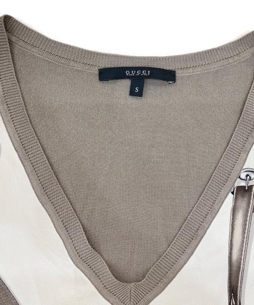 GUCCI（グッチ）GUCCI (グッチ) シルクドッキング半袖ニット ホワイト サイズ:Sの古着・服飾アイテム