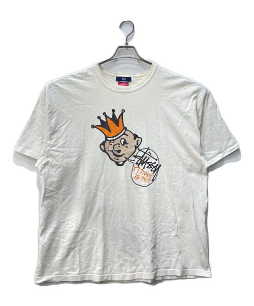 stussy（ステューシー）stussy (ステューシー) Champion (チャンピオン) プリントTシャツ ホワイト サイズ:XLの古着・服飾アイテム