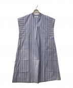 suadeoスアデオ）の古着「先染めコットンストライプスキッパーワンピース」｜スカイブルー