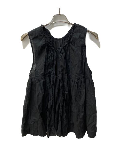 BEAMS BOY（ビームスボーイ）BEAMS BOY (ビームスボーイ) コットン ギャザー ノースリーブ ブラック サイズ:SIZE ONEの古着・服飾アイテム