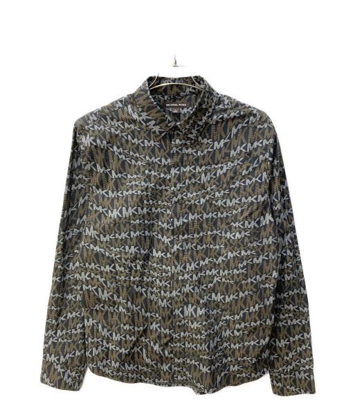 MICHAEL KORS（マイケル・コース）MICHAEL KORS (マイケル・コース) 総柄比翼シャツ ブラック サイズ:Lの古着・服飾アイテム