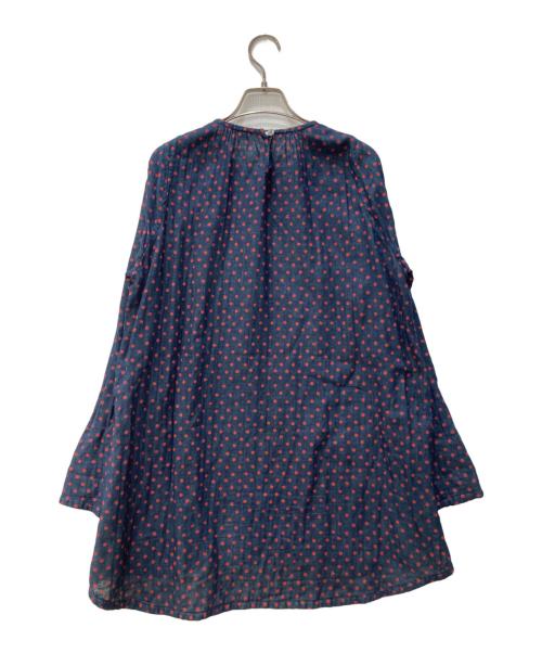 45R（フォーティファイブ・アール）45R (フォーティファイブ・アール) 二重織の水玉プリントブラウス（インディゴ） ネイビー サイズ:3の古着・服飾アイテム