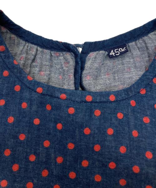45R（フォーティファイブ・アール）45R (フォーティファイブ・アール) 二重織の水玉プリントブラウス（インディゴ） ネイビー サイズ:3の古着・服飾アイテム