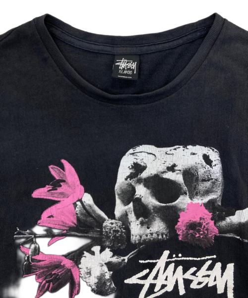 stussy（ステューシー）stussy (ステューシー) スカルフラワープリントカットソー ブラック サイズ:XLの古着・服飾アイテム