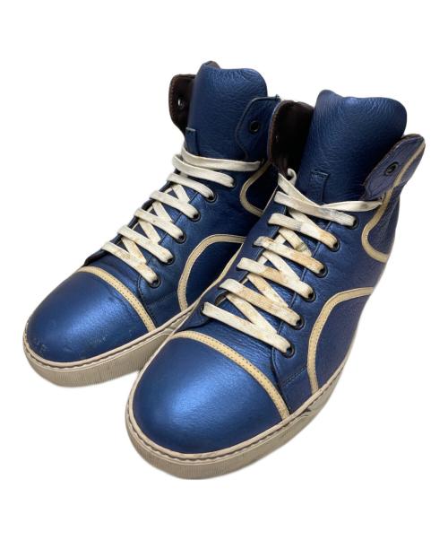 LANVIN（ランバン）LANVIN (ライバン) メタッリックブルーハイカットスニーカー ブルー サイズ:8の古着・服飾アイテム