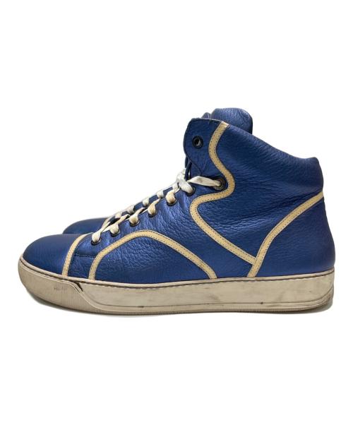 LANVIN（ランバン）LANVIN (ライバン) メタッリックブルーハイカットスニーカー ブルー サイズ:8の古着・服飾アイテム