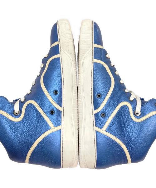 LANVIN（ランバン）LANVIN (ライバン) メタッリックブルーハイカットスニーカー ブルー サイズ:8の古着・服飾アイテム