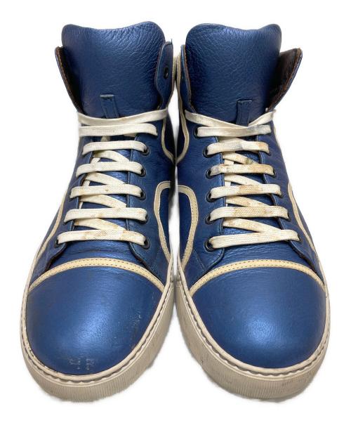 LANVIN（ランバン）LANVIN (ライバン) メタッリックブルーハイカットスニーカー ブルー サイズ:8の古着・服飾アイテム