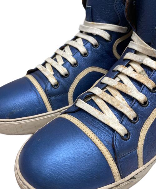 LANVIN（ランバン）LANVIN (ライバン) メタッリックブルーハイカットスニーカー ブルー サイズ:8の古着・服飾アイテム