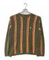 stussy（ステューシー）の古着「STRIPE LOOSE GAUGE CREWNECK SWEATER」｜オリーブ