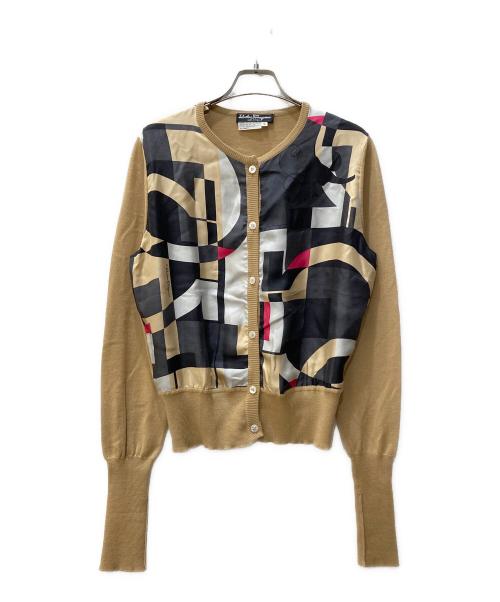 Salvatore Ferragamo（サルヴァトーレ フェラガモ）Salvatore Ferragamo (サルヴァトーレ フェラガモ) シルクカーディガン ベージュ サイズ:Ｓの古着・服飾アイテム