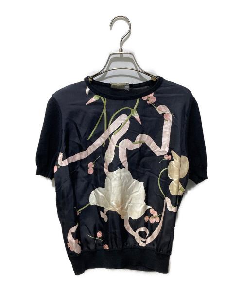 Salvatore Ferragamo（サルヴァトーレ フェラガモ）Salvatore Ferragamo (サルヴァトーレ フェラガモ) 半袖シルクニット ブラック サイズ:Mの古着・服飾アイテム