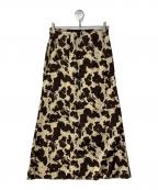 MAISON SPECIALメゾンスペシャル）の古着「COW PRINTED MAXI SKIRT」｜ブラウン