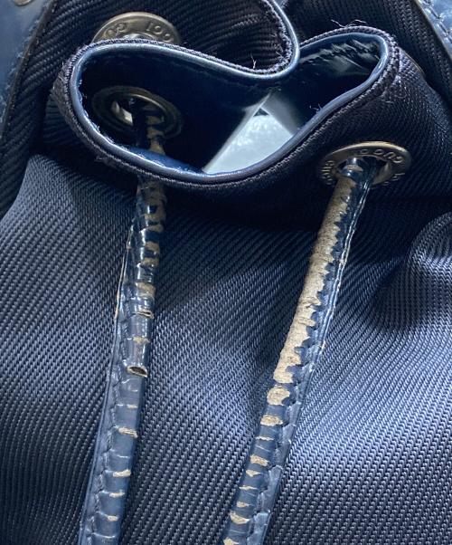 GUCCI（グッチ）GUCCI (グッチ) バンブーハンドル巾着ショルダーバッグ ネイビーの古着・服飾アイテム