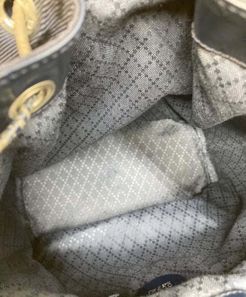 GUCCI（グッチ）GUCCI (グッチ) バンブーハンドル巾着ショルダーバッグ ネイビーの古着・服飾アイテム