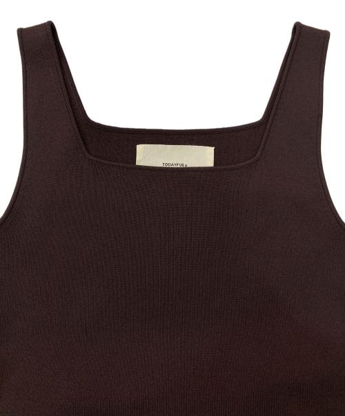 TODAYFUL（トゥデイフル）TODAYFUL (トゥデイフル) SQUARENECK KNIT DRESS ブラウン サイズ:38の古着・服飾アイテム