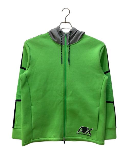 ARMANI EXCHANGE（アルマーニ エクスチェンジ）ARMANI EXCHANGE (アルマーニ エクスチェンジ) メッシュ切替 ボンディングジップアップパーカー グリーン サイズ:Lの古着・服飾アイテム