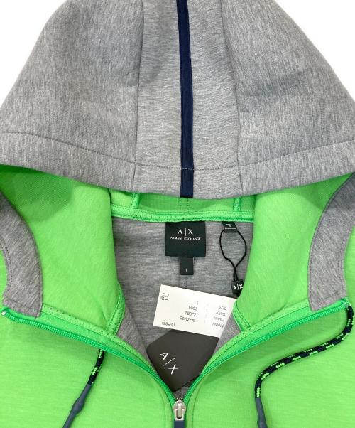 ARMANI EXCHANGE（アルマーニ エクスチェンジ）ARMANI EXCHANGE (アルマーニ エクスチェンジ) メッシュ切替 ボンディングジップアップパーカー グリーン サイズ:Lの古着・服飾アイテム