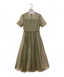 CELFORD（セルフォード）の古着「シフォンメッシュプリーツワンピース」｜オリーブ