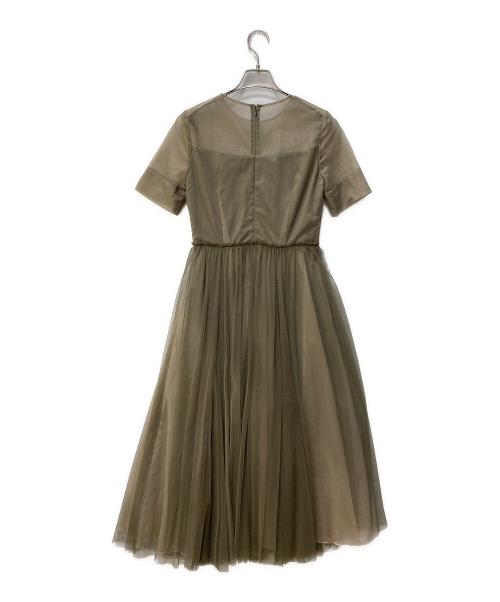 CELFORD（セルフォード）CELFORD (セルフォード) シフォンメッシュプリーツワンピース オリーブ サイズ:36の古着・服飾アイテム