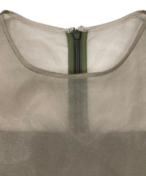 CELFORD（セルフォード）CELFORD (セルフォード) シフォンメッシュプリーツワンピース オリーブ サイズ:36の古着・服飾アイテム