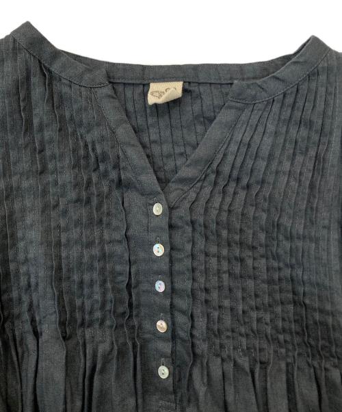 08MAB（ゼロハチマブ）08MAB (ゼロハチマブ) ピンタックボリューム袖リネンワンピース グレー サイズ:FREEの古着・服飾アイテム