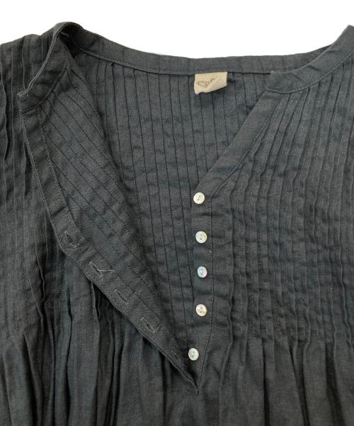 08MAB（ゼロハチマブ）08MAB (ゼロハチマブ) ピンタックボリューム袖リネンワンピース グレー サイズ:FREEの古着・服飾アイテム