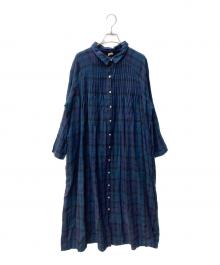 08MAB（ゼロハチマブ）の古着「リネンラグラン袖品タックワンピース」｜ブルー