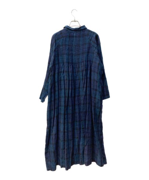 08MAB（ゼロハチマブ）08MAB (ゼロハチマブ) リネンラグラン袖品タックワンピース ブルー サイズ:FREEの古着・服飾アイテム