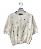 CABANキャバン）の古着「GREEN SHOWER エンブロイダリーハーフスリーブカーディガン」｜アイボリー