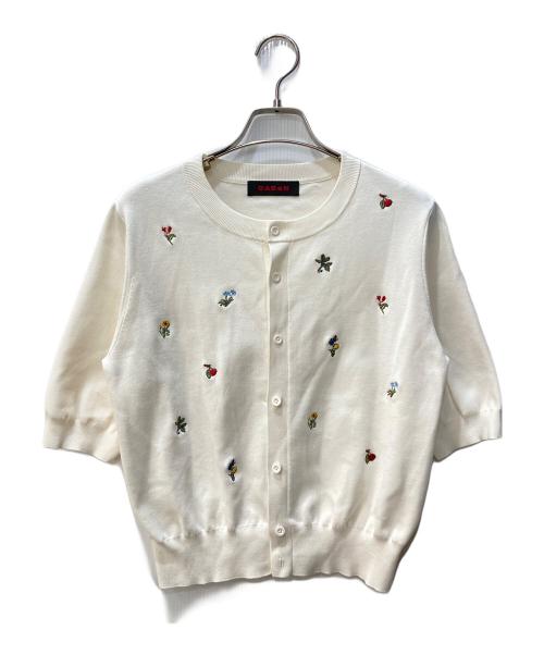 CABAN（キャバン）CABAN (キャバン) GREEN SHOWER エンブロイダリーハーフスリーブカーディガン アイボリー サイズ:FREEの古着・服飾アイテム