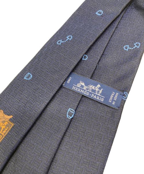 HERMES（エルメス）HERMES (エルメス) シルクネクタイ ネイビー サイズ:サイズ表記無しの古着・服飾アイテム