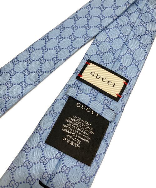 GUCCI（グッチ）GUCCI (グッチ) GGシルクジャガードネクタイ ブルー サイズ:サイズ表記無しの古着・服飾アイテム
