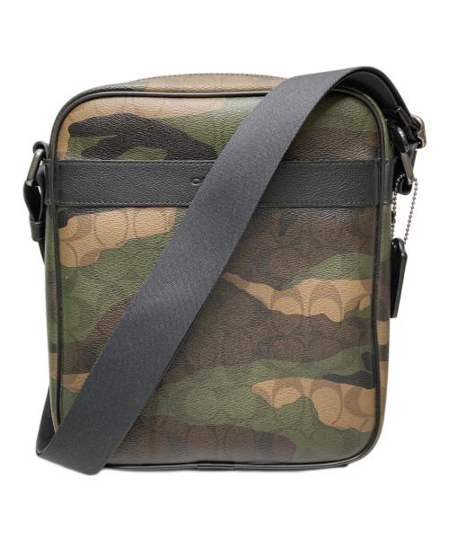 COACH（コーチ）COACH (コーチ) カモ柄ショルダーバッグ ベージュ―×グリーン×ブラックの古着・服飾アイテム