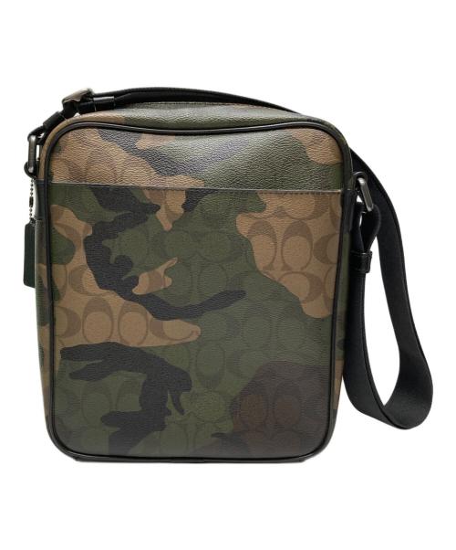 COACH（コーチ）COACH (コーチ) カモ柄ショルダーバッグ ベージュ―×グリーン×ブラックの古着・服飾アイテム
