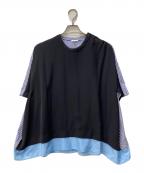 ENFOLDエンフォルド）の古着「コンビプルオーバーTシャツ」｜ブラック×ブルー
