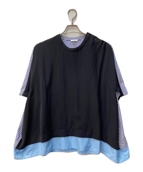 ENFOLD（エンフォルド）ENFOLD (エンフォルド) コンビプルオーバーTシャツ ブラック×ブルー サイズ:SIZE 38の古着・服飾アイテム