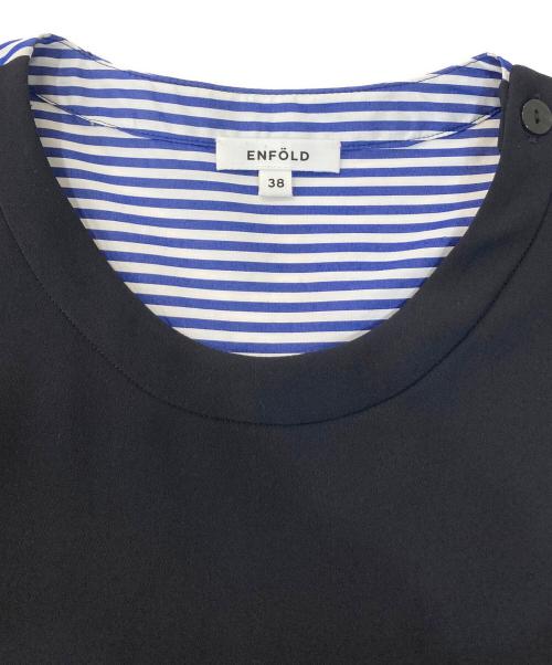 ENFOLD（エンフォルド）ENFOLD (エンフォルド) コンビプルオーバーTシャツ ブラック×ブルー サイズ:SIZE 38の古着・服飾アイテム
