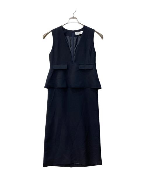 SHIPS any（シップスエニィ）SHIPS any (シップスエニィ) ダブルクロス Vネック ペプラム ワンピース ネイビー サイズ:ONE 未使用品の古着・服飾アイテム