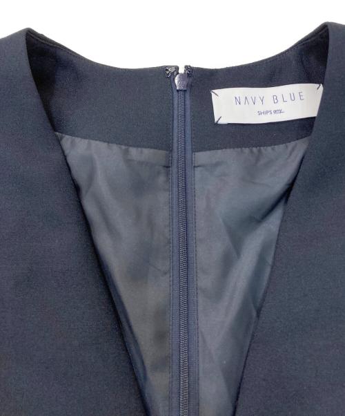 SHIPS any（シップスエニィ）SHIPS any (シップスエニィ) ダブルクロス Vネック ペプラム ワンピース ネイビー サイズ:ONE 未使用品の古着・服飾アイテム