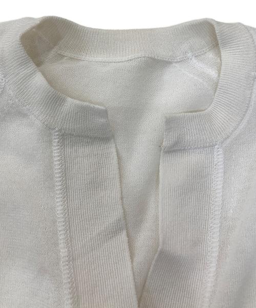 Adam et Rope（アダム エ ロペ）Adam et Rope (アダム エ ロペ) キーネックシアーカーディガン ホワイト サイズ:Fの古着・服飾アイテム