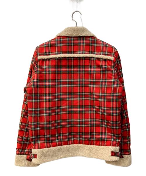 original john（オリジナルジョン）original john (オリジナルジョン) チェック柄フライトジャケット レッド サイズ:S 未使用品の古着・服飾アイテム
