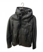 JOHNNY WOLFジョニーウルフ）の古着「ラムレザーフードライダースジャケット」｜ブラック